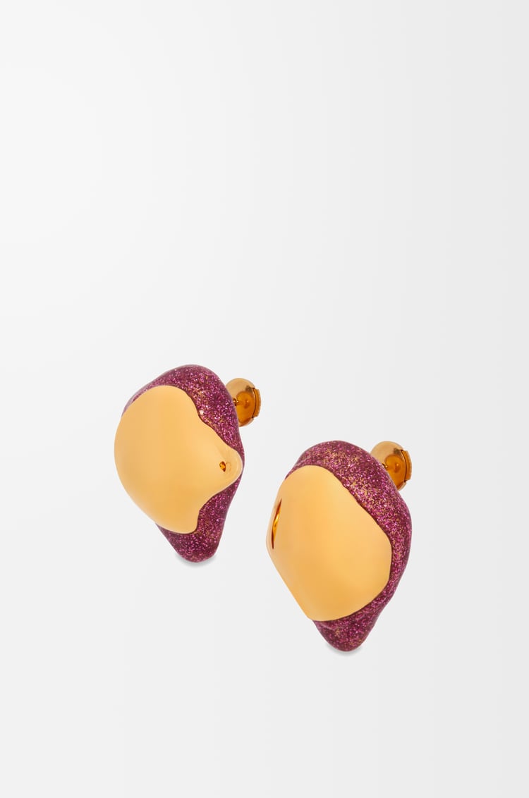 LOEWE フォームドリップ ピアス（スターリングシルバー＆エナメル） ゴールド/ピンク