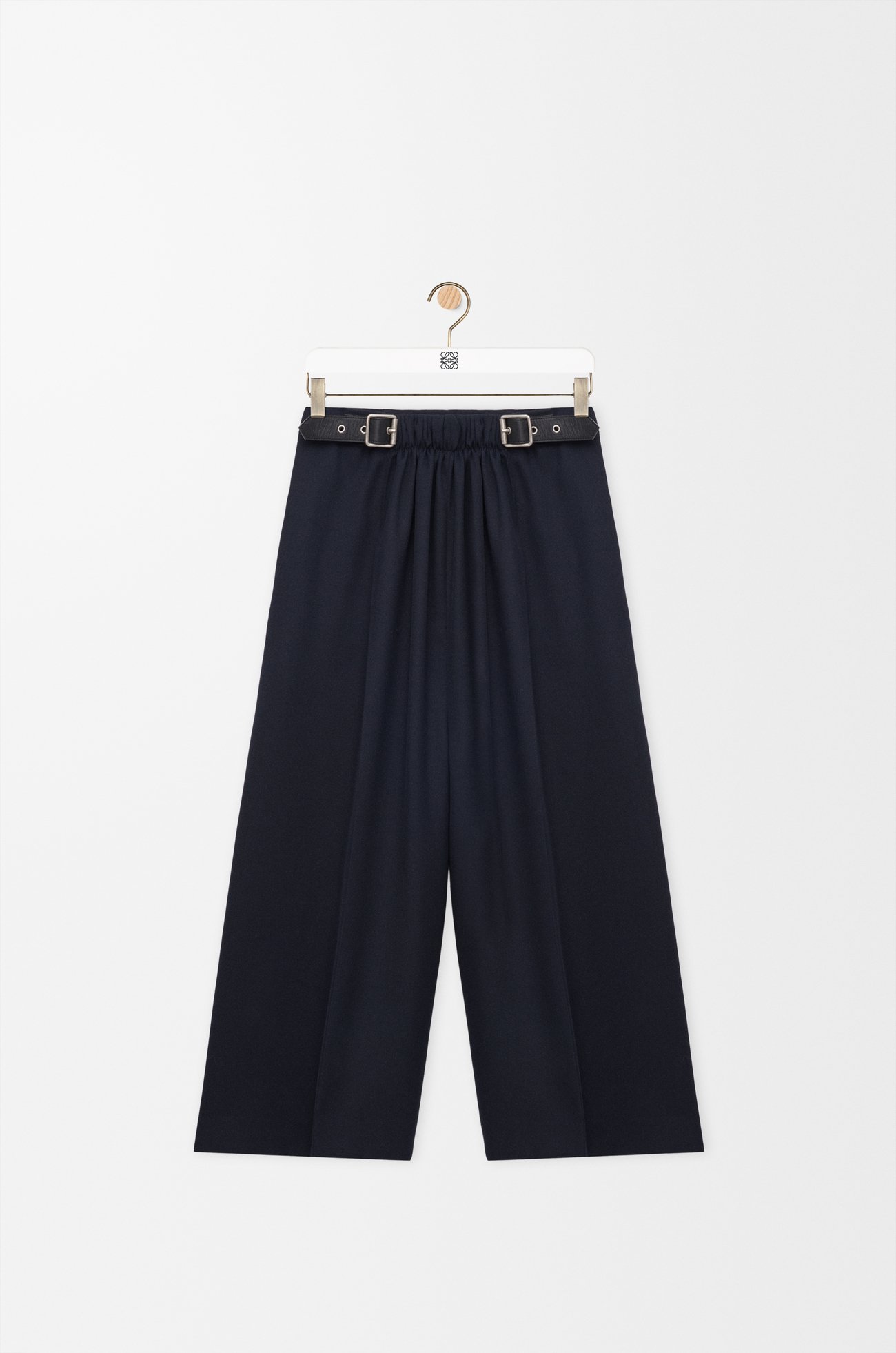 LOEWE Cropped belted trousers in wool Navy Blue