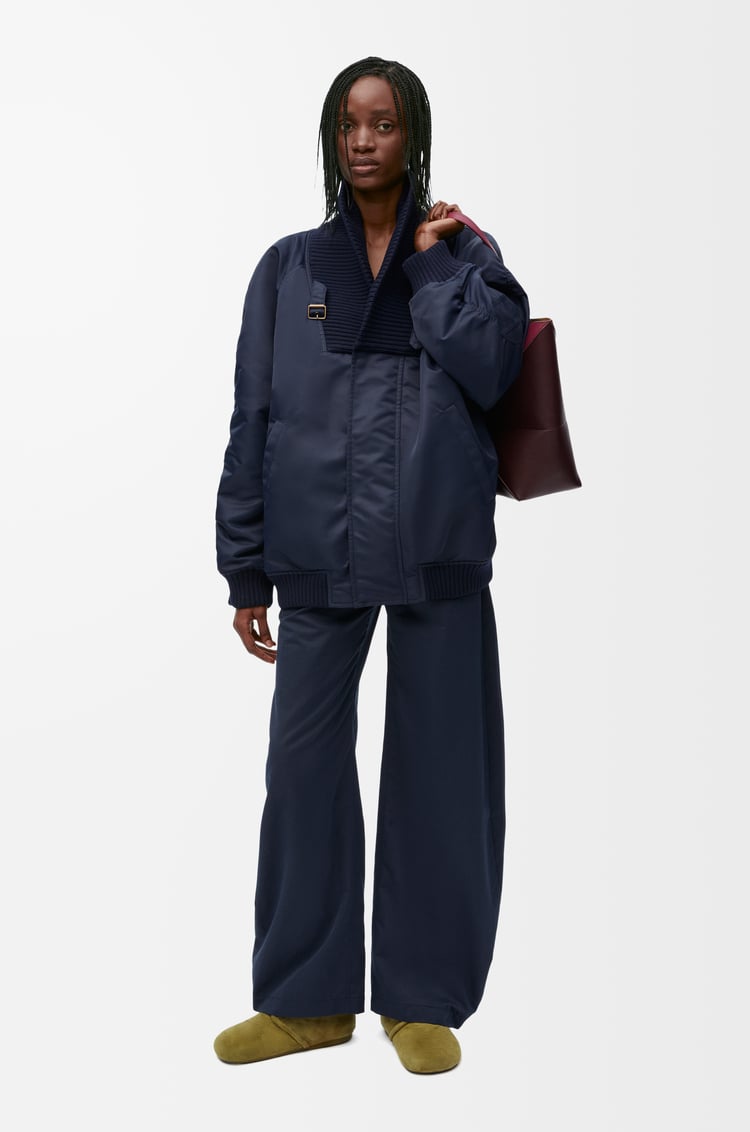 LOEWE Balloon trousers in cotton and silk Midnight Blue