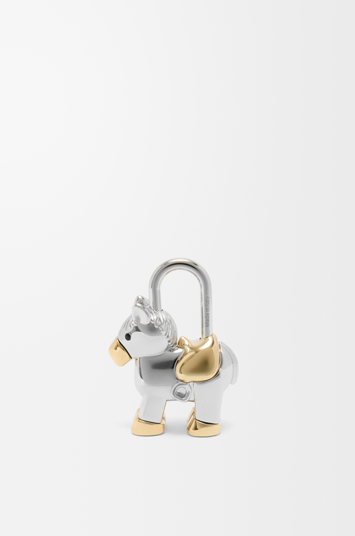 LOEWE Horse padlock charm Silver/Gold