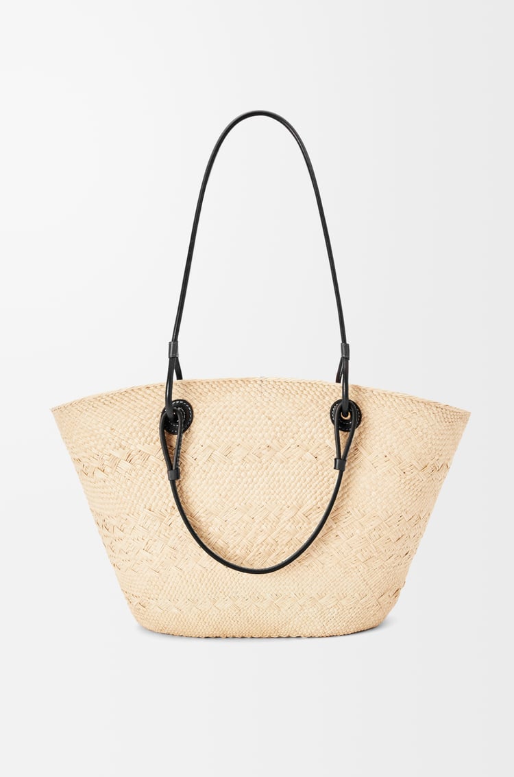 LOEWE Medium Anagram Basket bag in iraca palm and calfskin Natural/Black