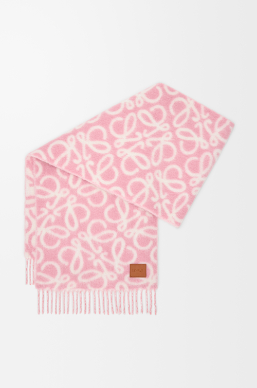LOEWE アナグラム スカーフ（アルパカ&ウールブレンド） ライトピンク/エクリュ
