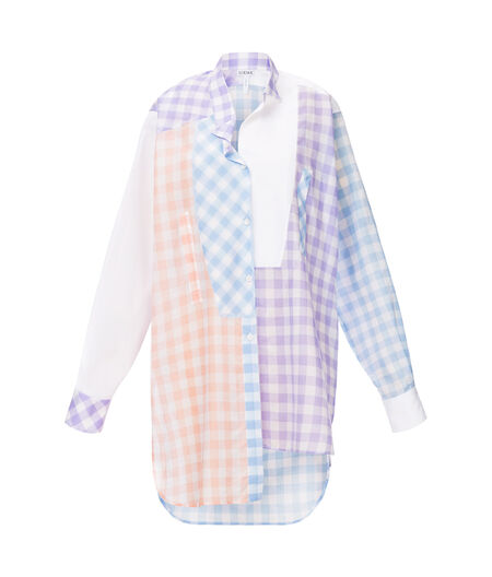 LOEWE Gingham Asym Oversize Shirt Multicolor all