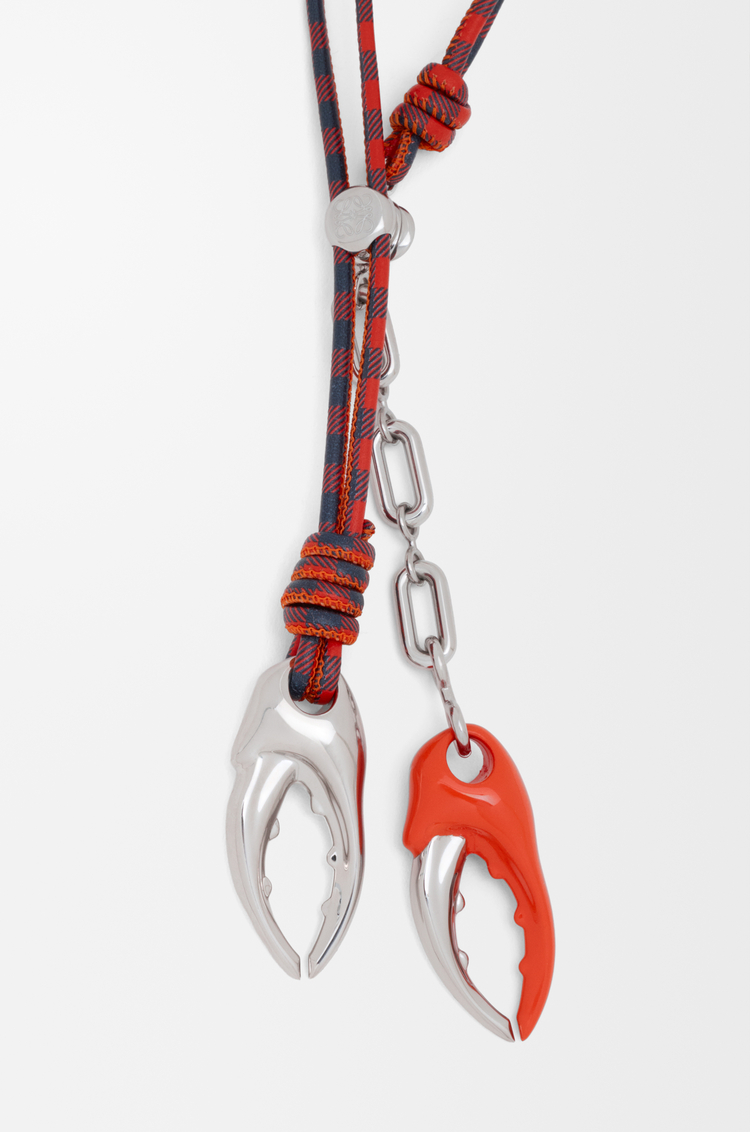 LOEWE Charm de cadena Claw en piel Plateado/Naranja