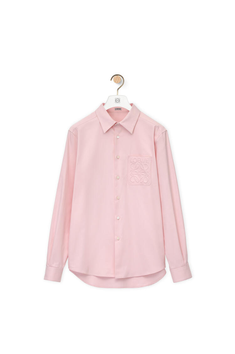 LOEWE Camisa en algodón con anagrama en relieve Rosa Claro