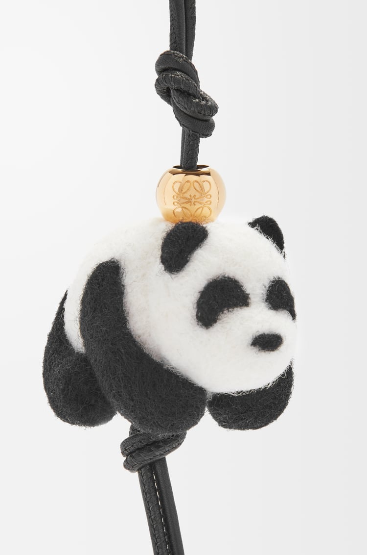 LOEWE Charm Panda en fieltro y piel de ternera  Negro/Blanco