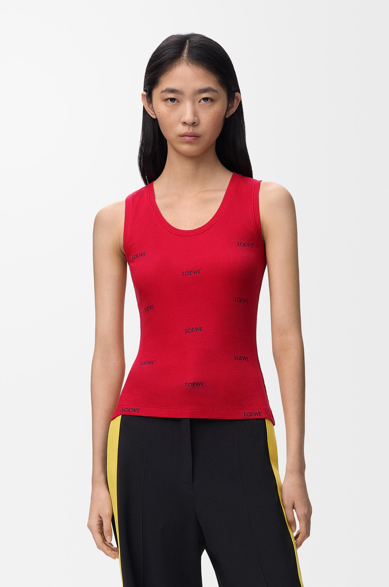 LOEWE Tank top in stretch cotton Red