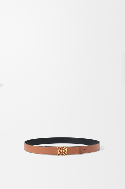 LOEWE Reversible Anagram belt in smooth calfskin Tan/Black/Gold
