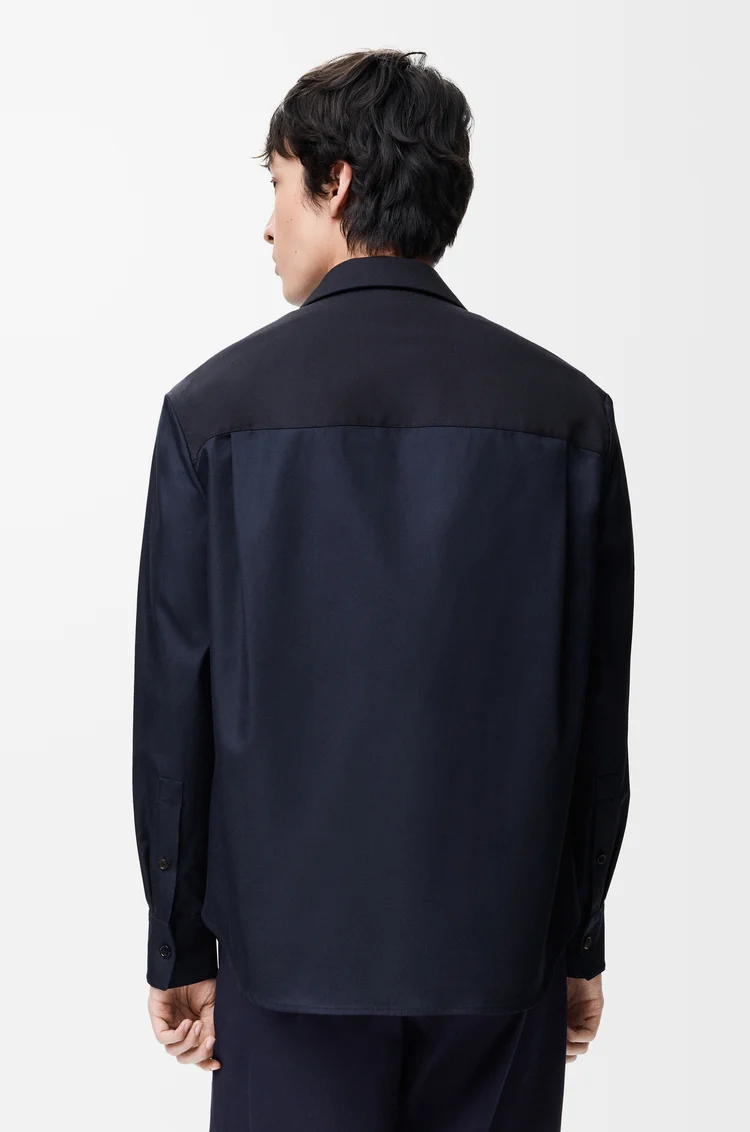 LOEWE Hybrid jacket in cotton and wool Navy Blue