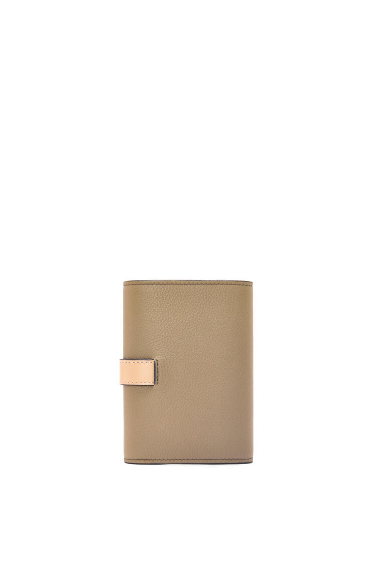 LOEWE Small vertical wallet in soft grained calfskin Artichoke Green/Dusty Beige