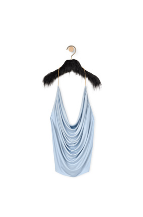 LOEWE Top drapeado de seda con cadena Azul Empolvado plp_rd