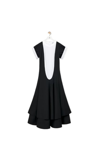 LOEWE Double layer dress in wool and cotton Black