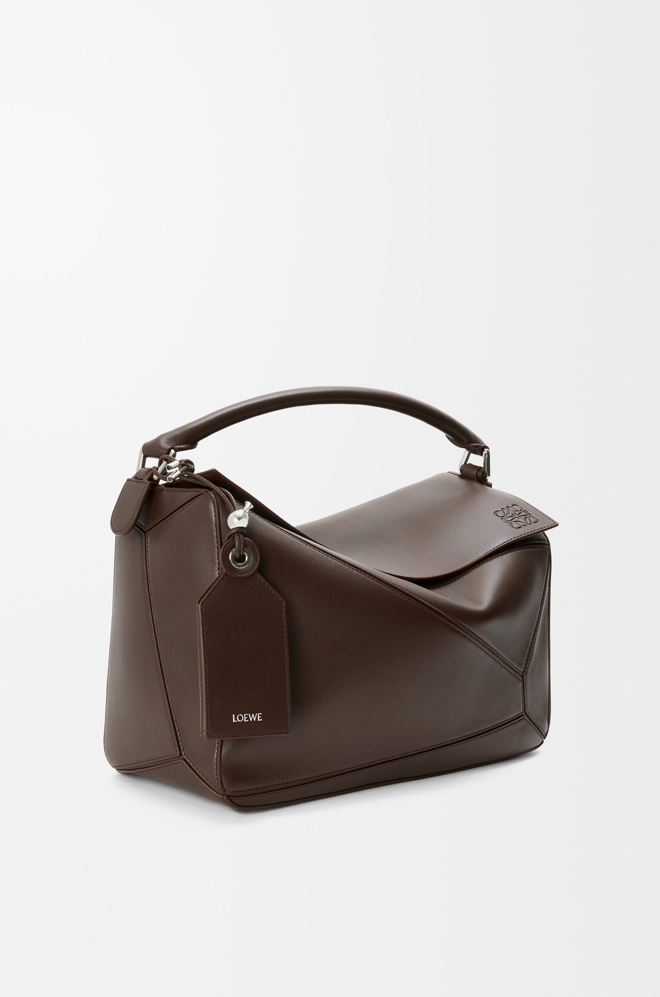 LOEWE フェザーライト パズルバッグ ラージ（ナパラム） ダークブラウニー