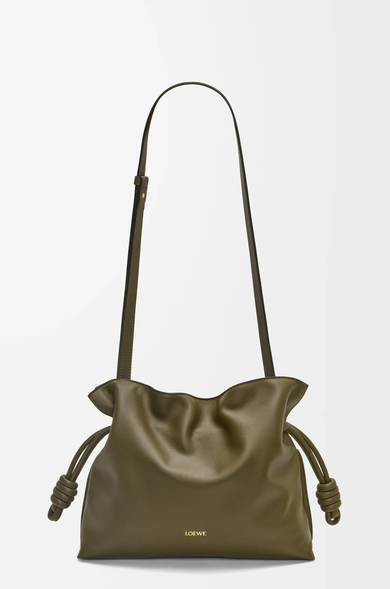 LOEWE Medium Flamenco clutch in nappa calfskin Dark Khaki