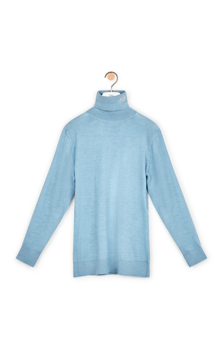 LOEWE Anagram embroidered turtleneck sweater in cashmere Light Blue