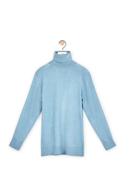 LOEWE Anagram embroidered turtleneck sweater in cashmere Light Blue plp_rd