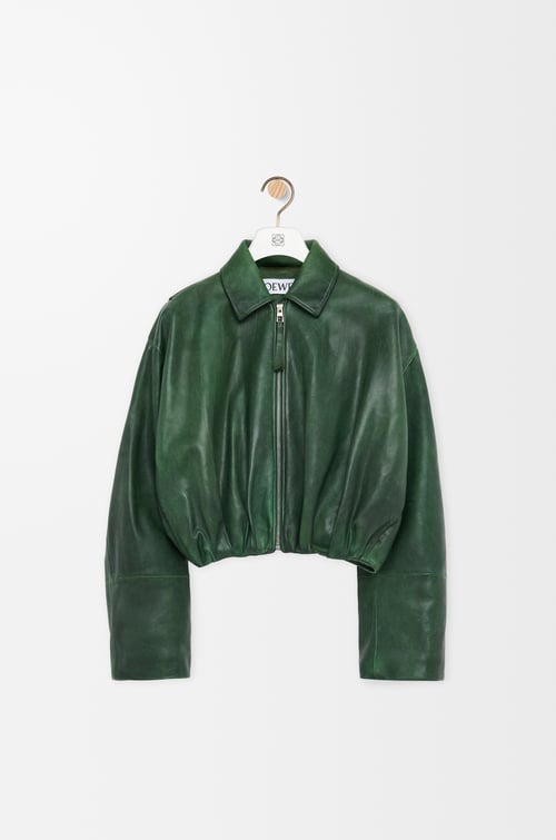 LOEWE Chaqueta drapeada en piel napa de cordero Verde