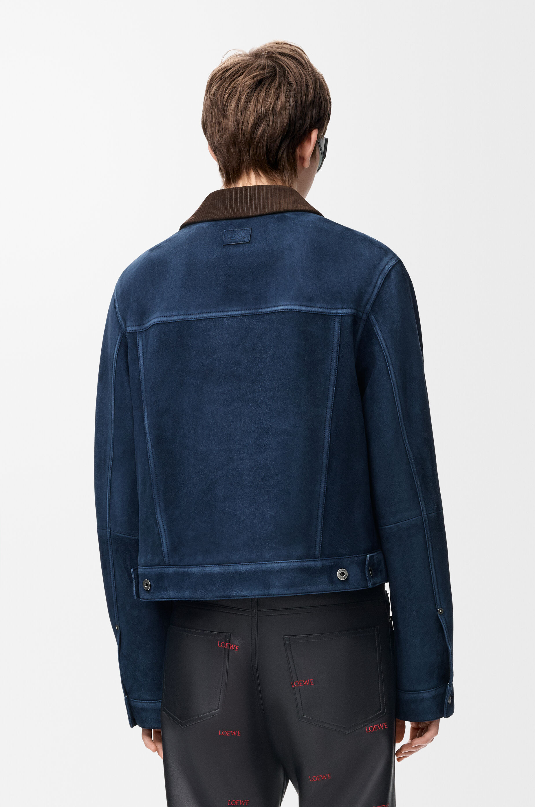 Trucker jacket in suede goat skin Blue - LOEWE USA Official Website