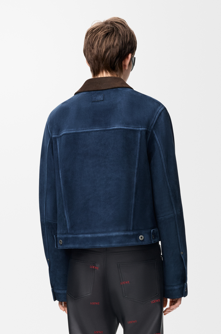 LOEWE Trucker jacket in suede goat skin Navy Blue