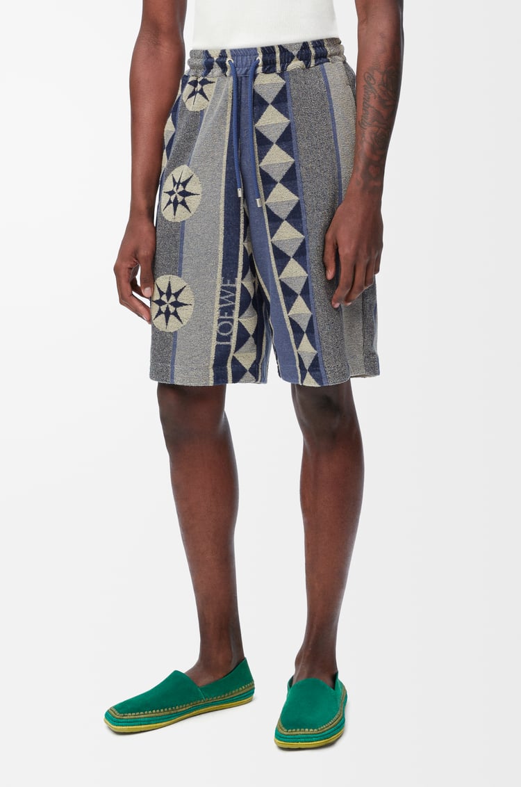 LOEWE Pantalón corto en jacquard de algodón Azul/Multicolor