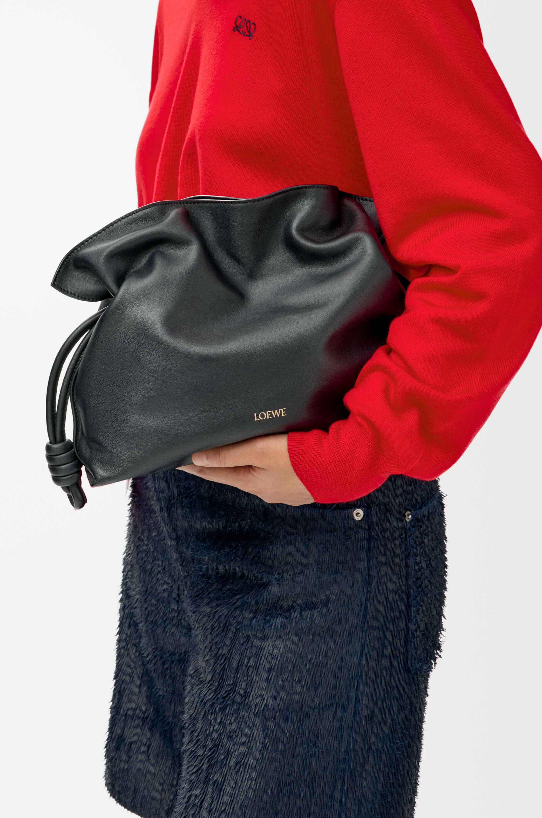 フラメンコクラッチ ミディアム（ナパカーフ） ブラック - LOEWE Japan