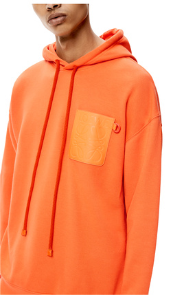 LOEWE Anagram leather patch hoodie in cotton Fluo Orange
