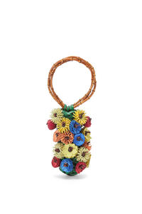 LOEWE Woven nest vase in calfskin and bamboo Green/Multicolor