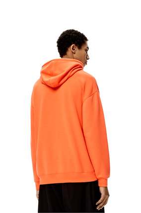LOEWE Anagram leather patch hoodie in cotton Fluo Orange