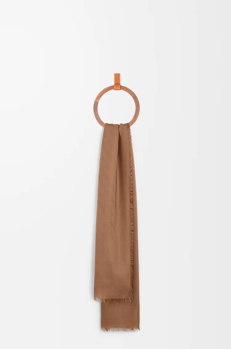 LOEWE Scarf in wool and silk Mocha