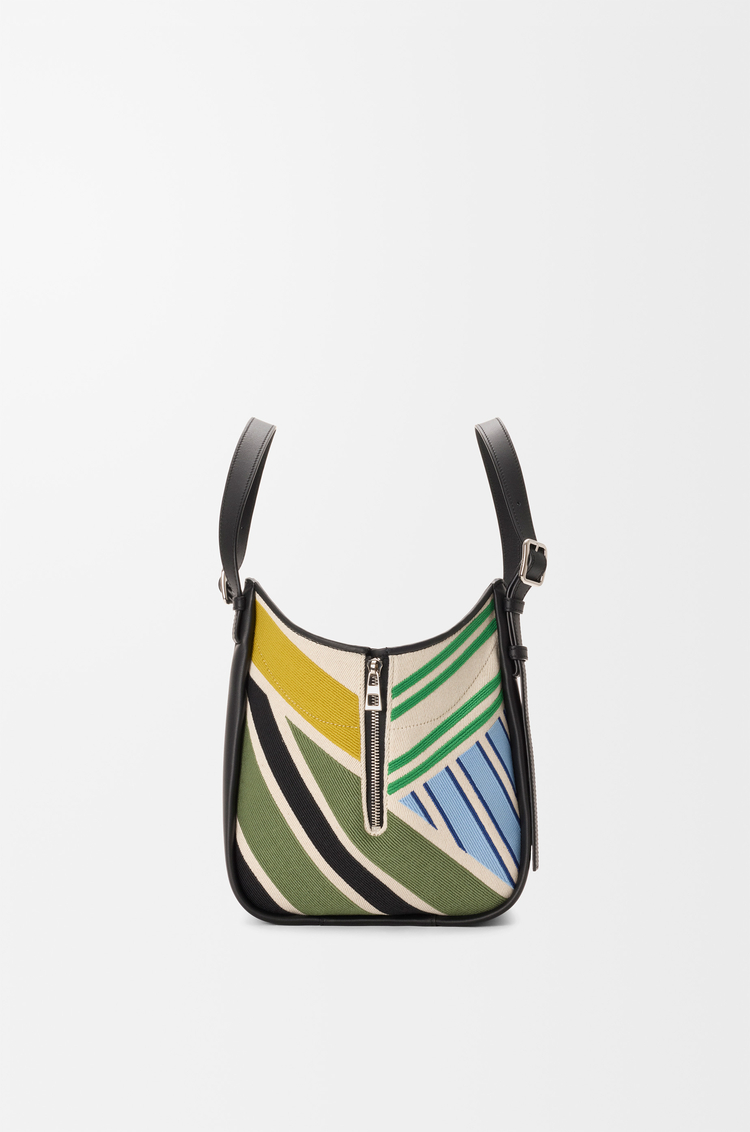 LOEWE Sac Hammock Flip en toile brodée et cuir de veau Écru/Multicolore