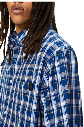 LOEWE Short sleeve check shirt in cotton Blue/Yellow plp_rd