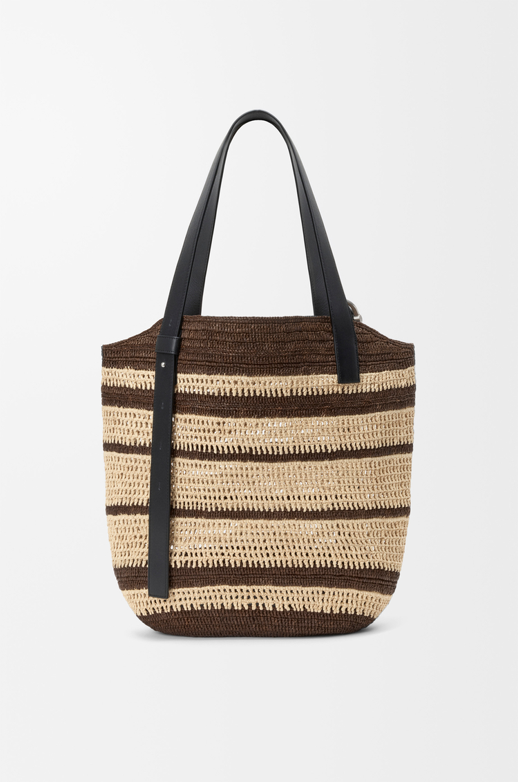 LOEWE Bolso capazo Loop en rafia Chocolate/Natural