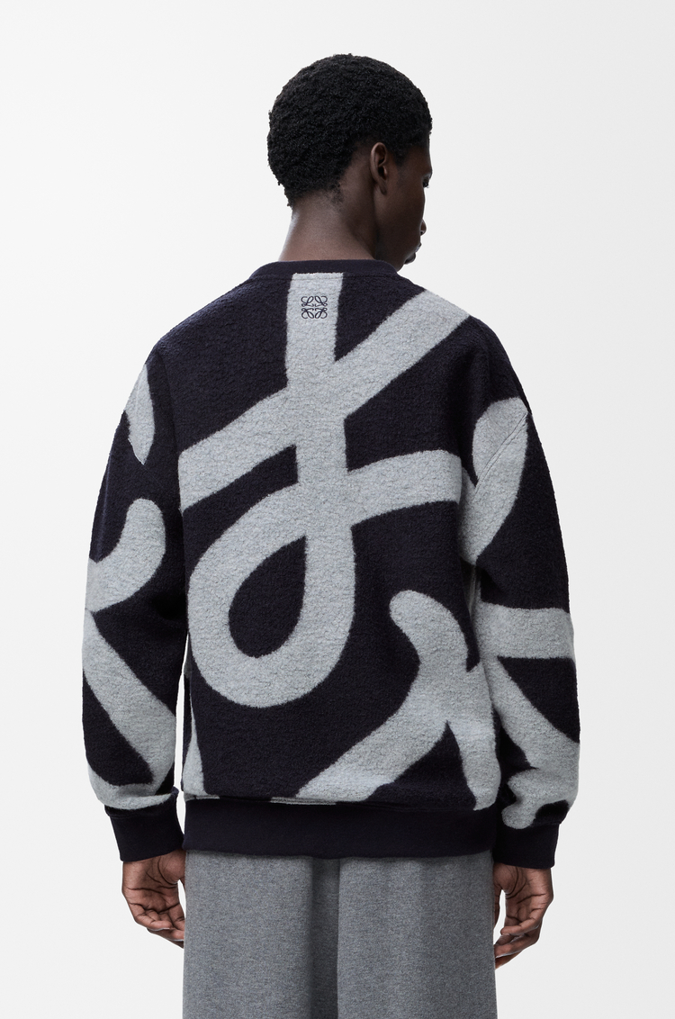 LOEWE Felpa in lana e cotone Blu Navy/Grigio