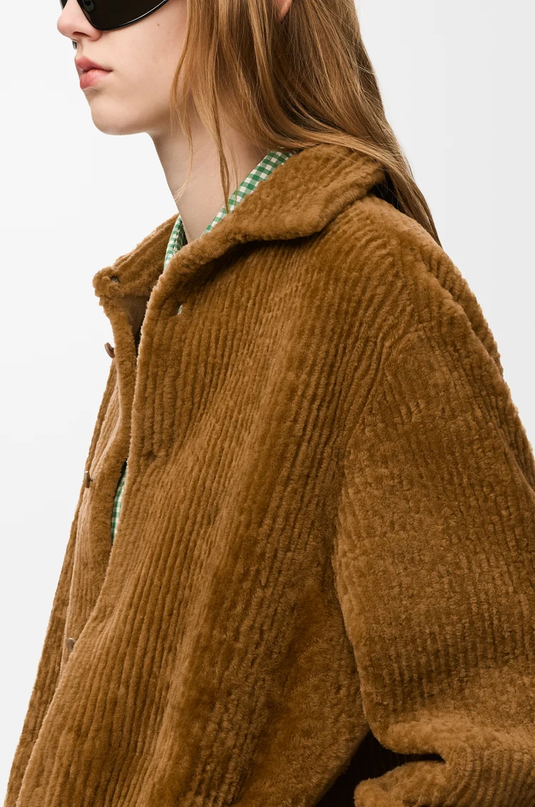 LOEWE Overshirt in shearling corduroy Camel