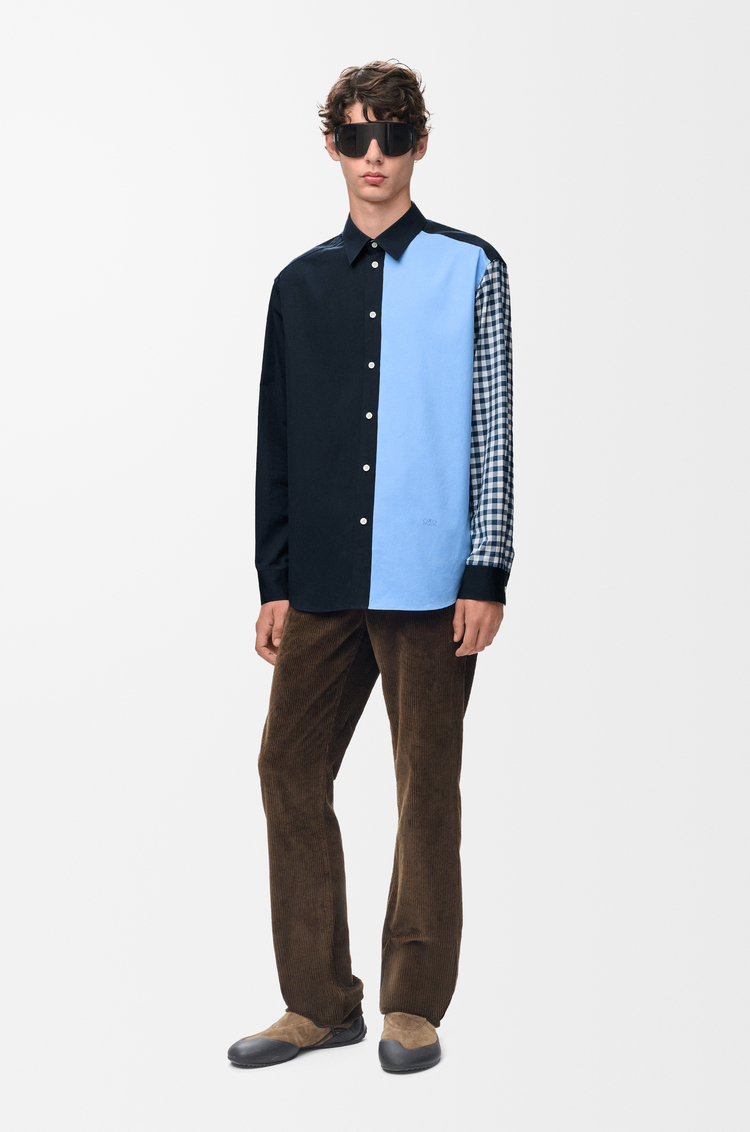 LOEWE Shirt in cotton twill and poplin Navy Blue/Blue