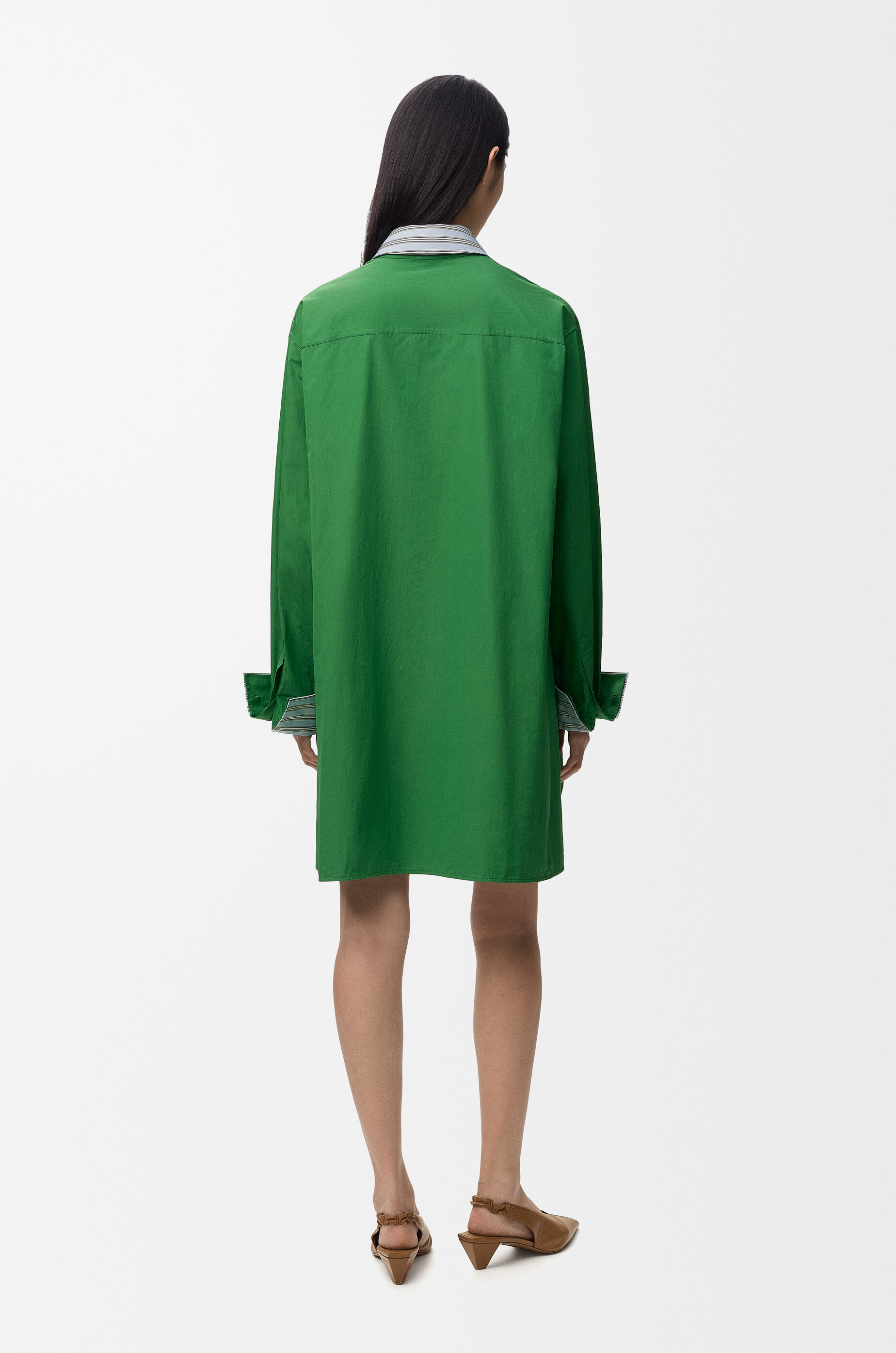 Shirt dress in cotton Green - LOEWE International official website