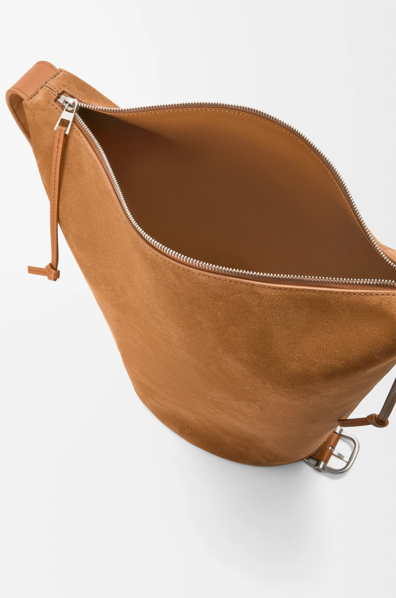 LOEWE Medium Loop bucket in suede calfskin Tobacco