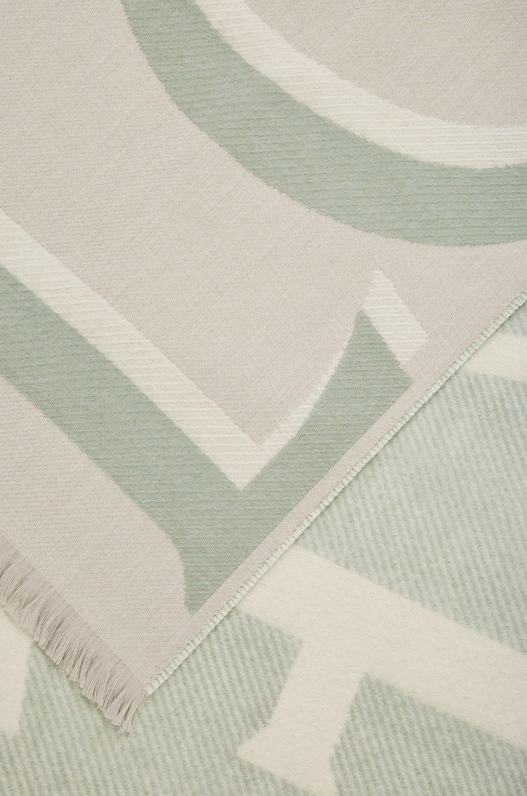LOEWE Écharpe en laine et cachemire Light Beige/Light Green