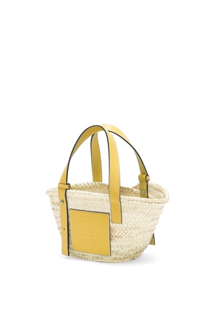 LOEWE Small Basket bag in raffia and calfskin Dark Yellow plp_rd