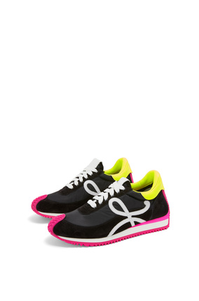 LOEWE 尼龙和绒面革 Flow 运动鞋 Black/Neon Pink plp_rd
