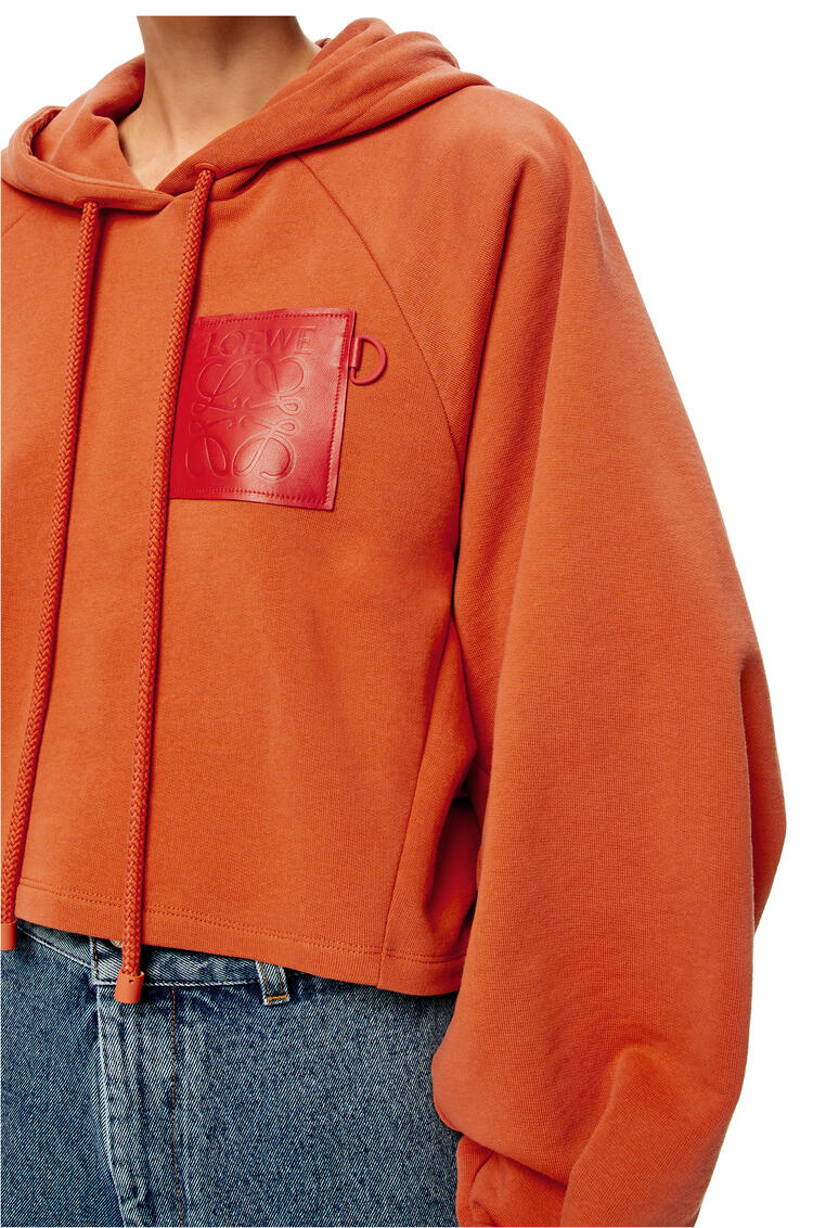 LOEWE Anagram cropped hoodie in cotton Bright Orange pdp_rd