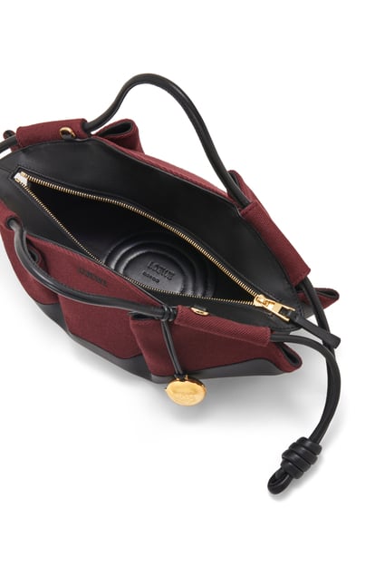 LOEWE Small Paseo bag in shiny nappa calfskin and canvas Burgundy/Black plp_rd