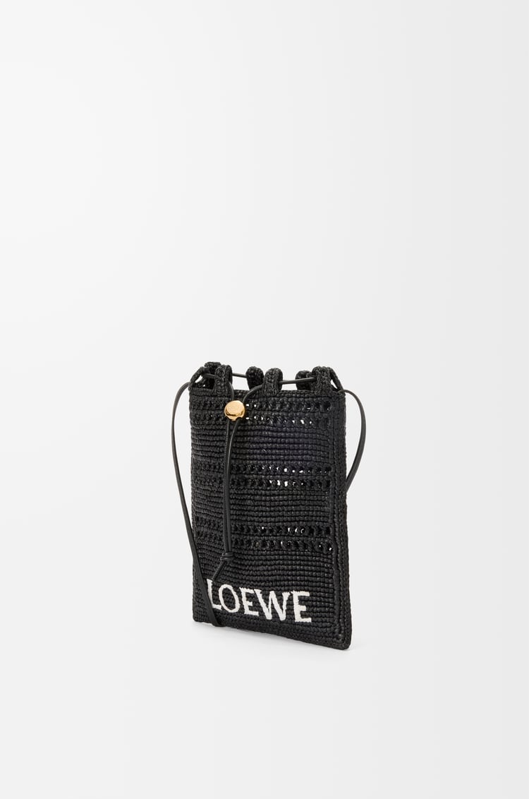 LOEWE Drawstring pocket in raffia  Black