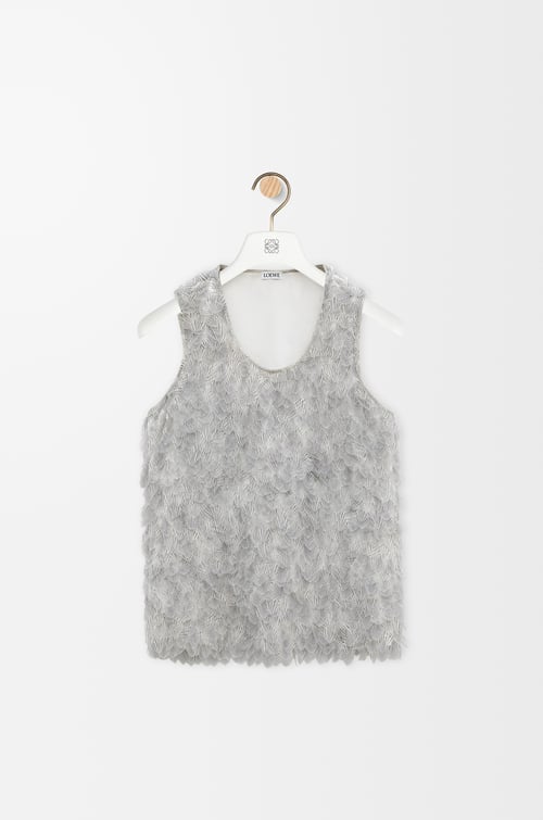 LOEWE Embellished tank top in viscose Grey/White plp_rd