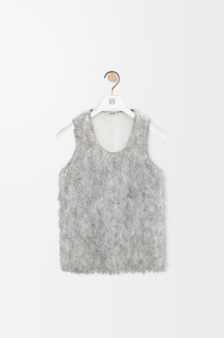 LOEWE Top decorado sin mangas en viscosa Gris/Blanco