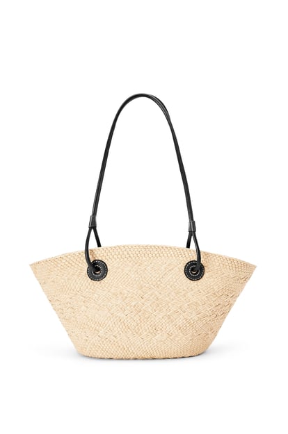 LOEWE Small Anagram Basket bag in iraca palm and calfskin Natural/Black plp_rd