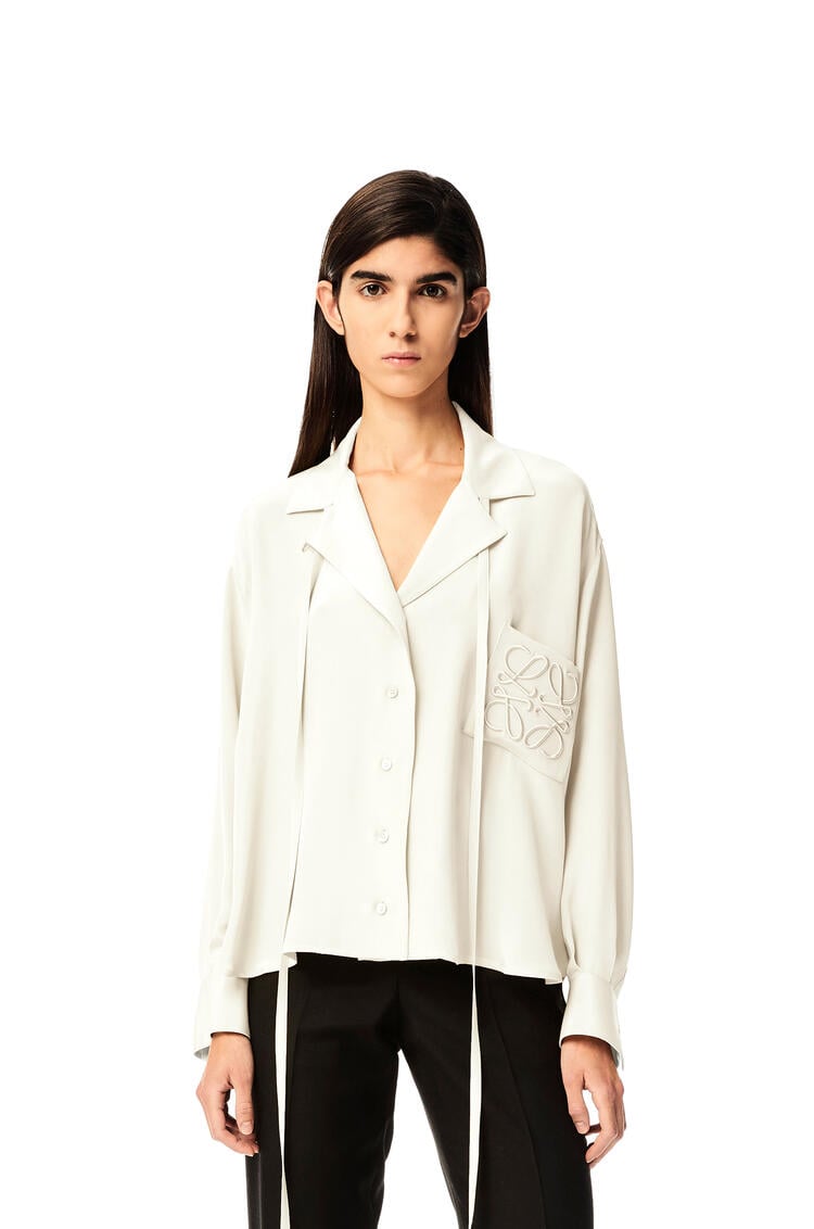 LOEWE Anagram embroidered pyjama blouse in satin White pdp_rd