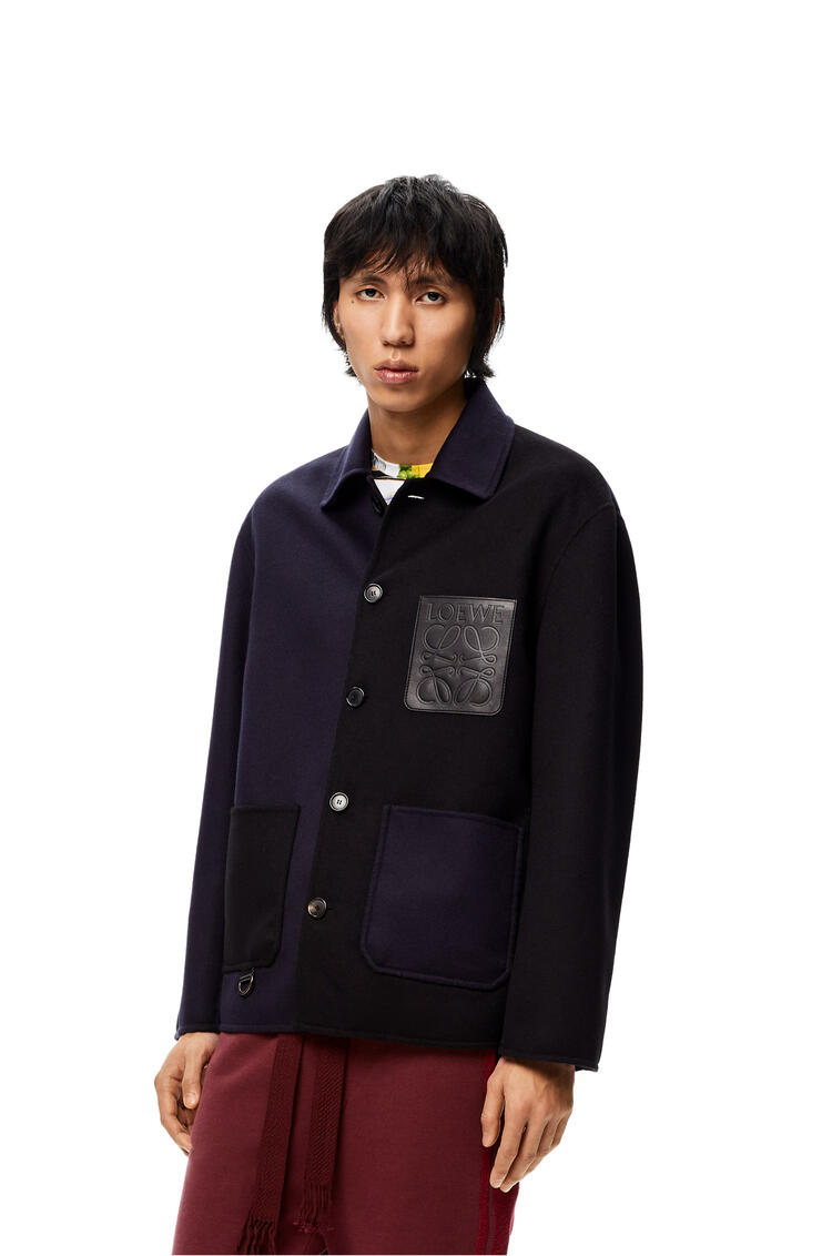 LOEWE Workwear jacket in wool and cashmere Navy Blue/Black pdp_rd