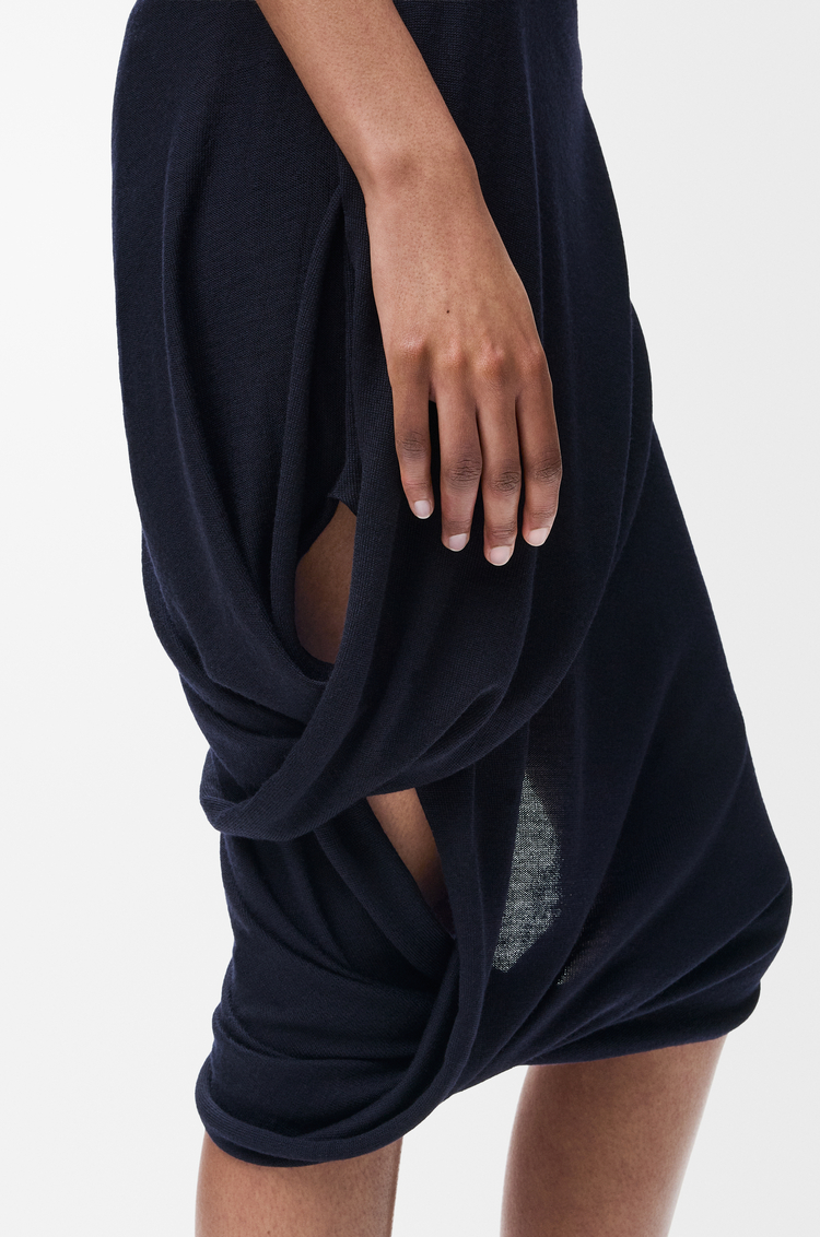 LOEWE 羊毛裙 深海軍藍