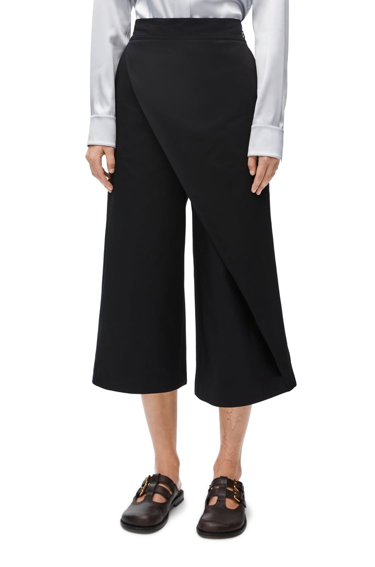LOEWE Cropped wrap trousers in cotton Black